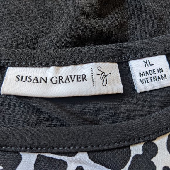 Susan Graver Front Print/Solid Back Long Sleeve - Picture 5 of 11